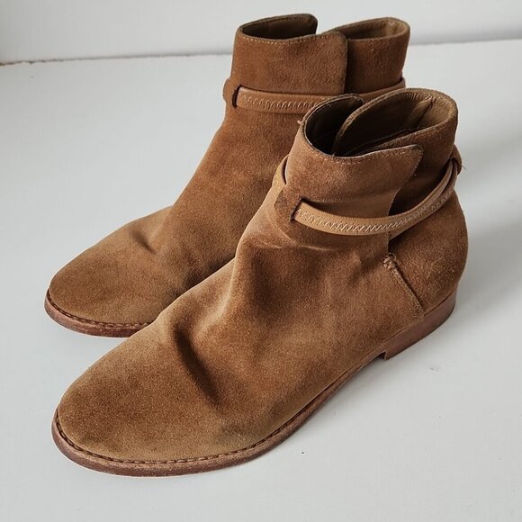 JOIE | Suede Presley Ankle Boots Camel Tan Sz 37 - Picture 2 of 6